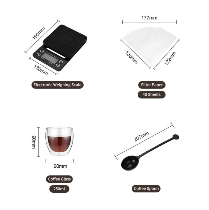 Pour Over Coffee Maker Kit with Carry Case, 8-piece All-in-one, A160 - Image 5