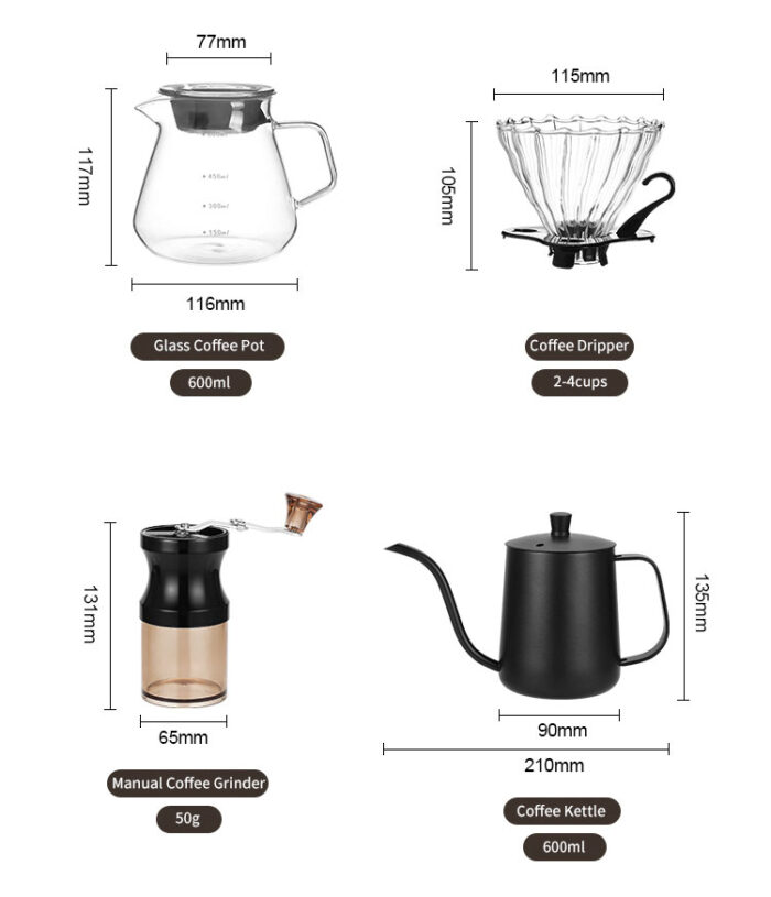 Pour Over Coffee Maker Kit with Carry Case, 8-piece All-in-one, A160 - Image 4