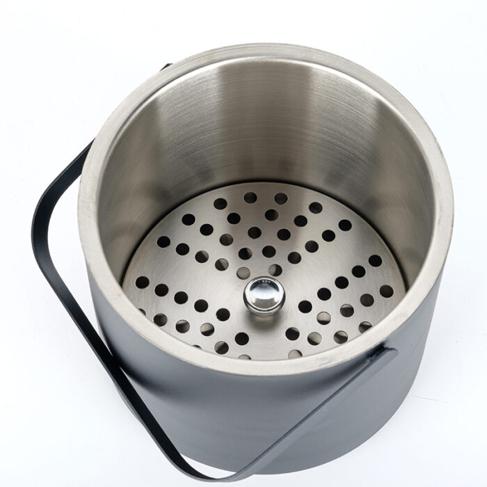 Double Walled Ice Bucket with Lid and Tongs, Black, IB2102 - Image 7