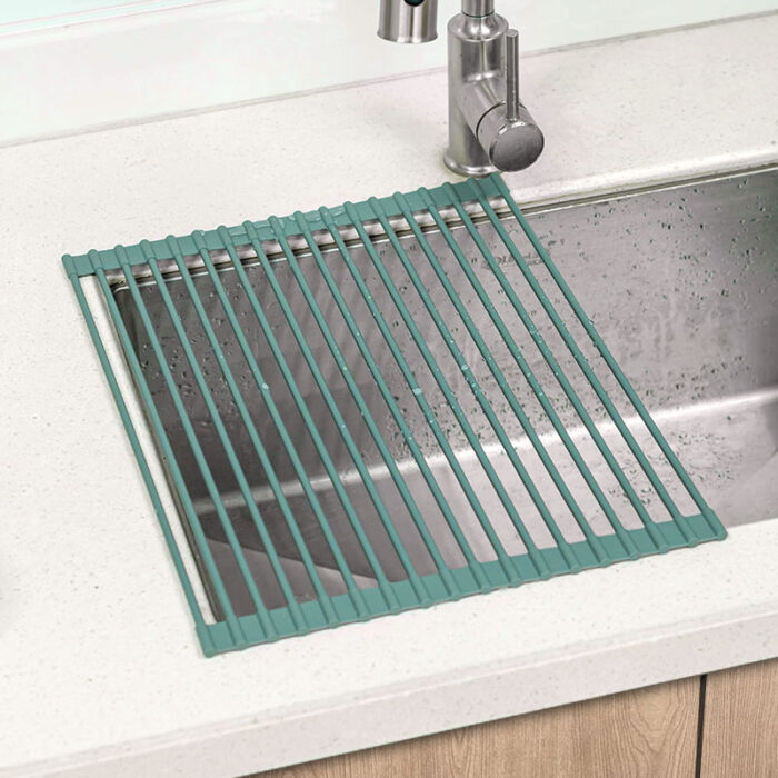 Silicone Wrapped Over Sink Dish Drying Rack, Foldable, Anti-Slip, 1KP2258 - Image 6