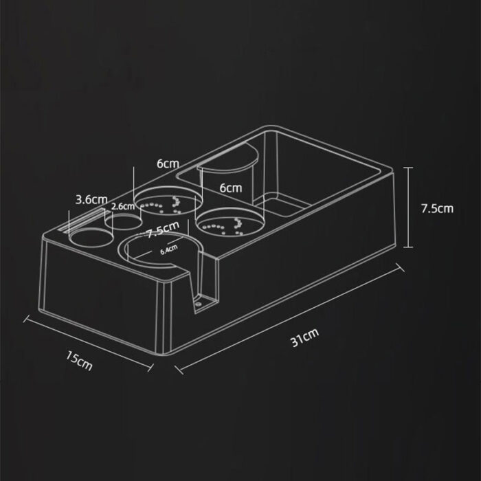 Coffee Tamper Station Base Espresso Knock Box, ABS, Black, A163 - Image 3
