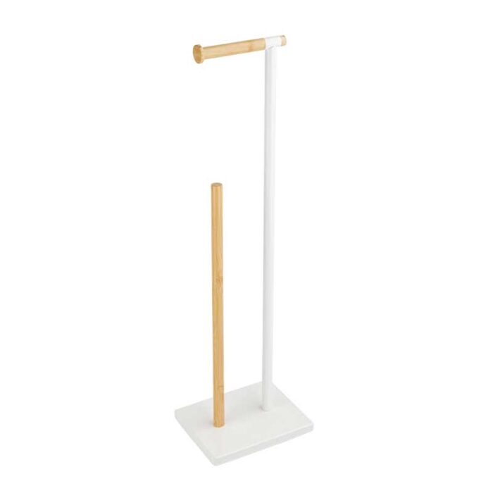 Bathroom Metal Toilet Paper Holder Stand, 4 Spare Rolls, White, PH621 - Image 2
