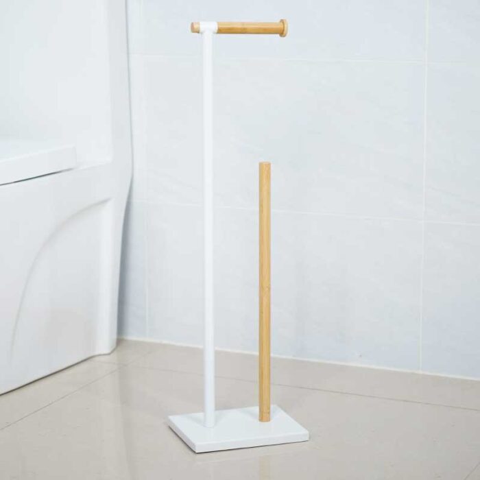 Bathroom Metal Toilet Paper Holder Stand, 4 Spare Rolls, White, PH621 - Image 6