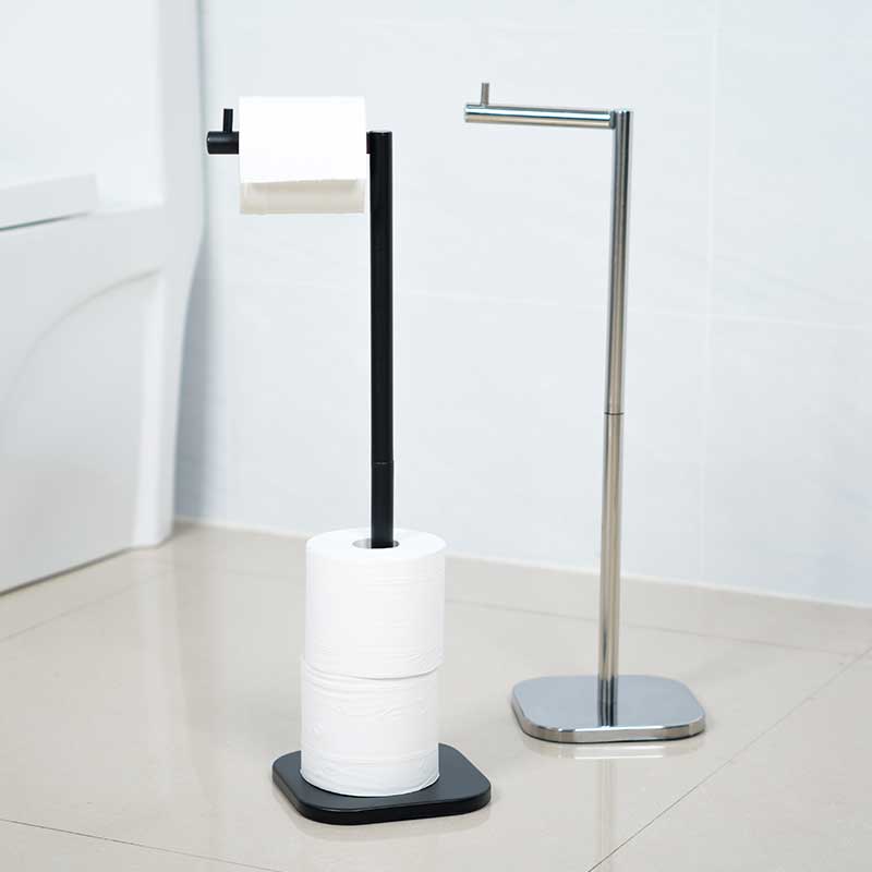 Bathroom Metal Toilet Paper Holder Stand, 4 Spare Rolls, Black, PH620