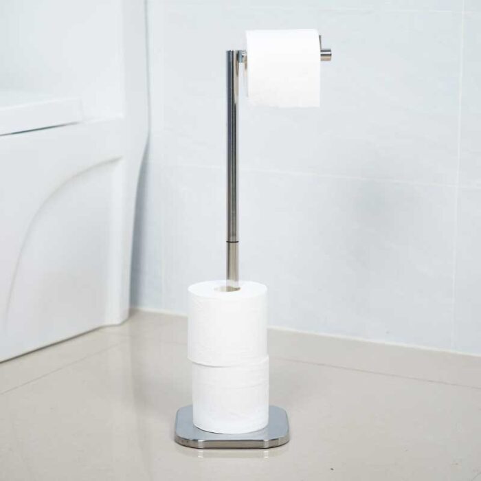 Bathroom Metal Toilet Paper Holder Stand, 4 Spare Rolls, Black, PH620 - Image 4