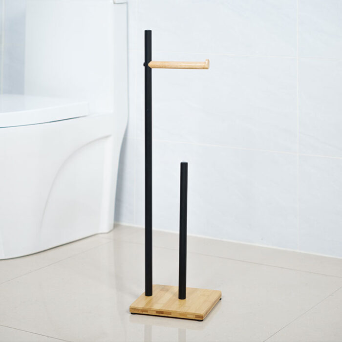 Bathroom Metal Toilet Paper Holder Stand, 3 Spare Rolls, Black, PH622 - Image 7