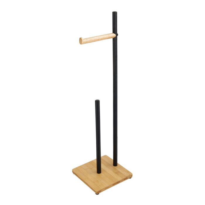 Bathroom Metal Toilet Paper Holder Stand, 3 Spare Rolls, Black, PH622 - Image 2
