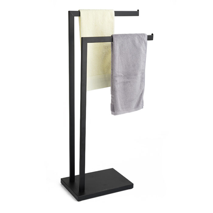 Bathroom Floor Towel Holder Standing Towel Rack, 2 Tiers, Metal, PH623 - Image 2