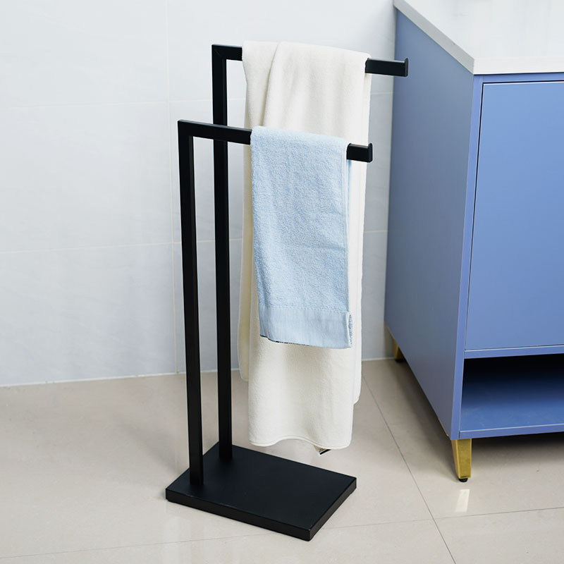 Bathroom Floor Towel Holder Standing Towel Rack, 2 Tiers, Metal, PH623