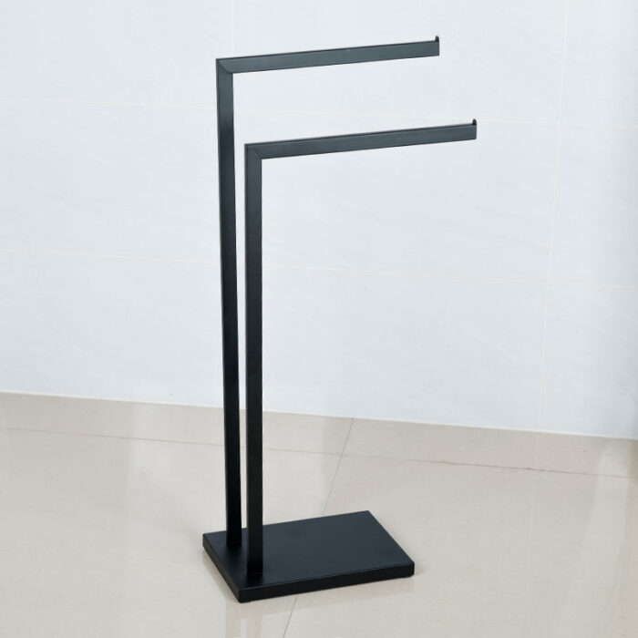Bathroom Floor Towel Holder Standing Towel Rack, 2 Tiers, Metal, PH623 - Image 7