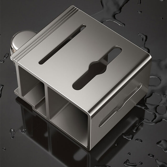 Suction Cups No-Nail Installation Toilet Paper Holder with Shelf, Aluminum, 3-Tier, 1BP2521 - Image 4