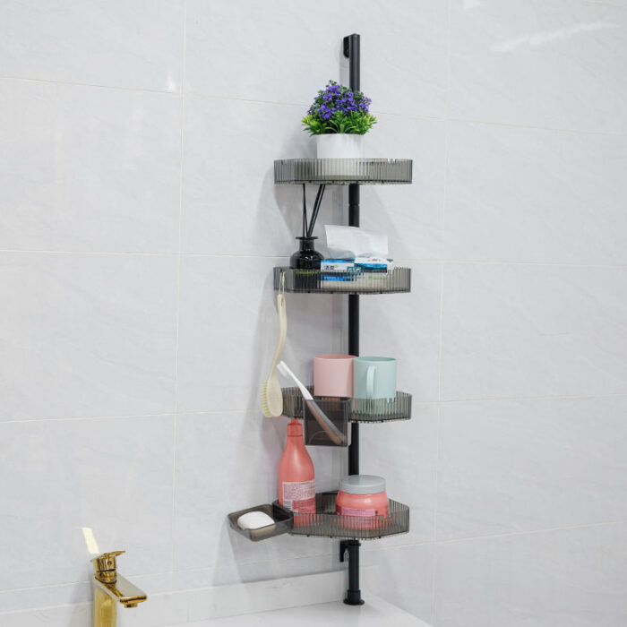 Corner Shower Caddy Tension Pole Organizer, 4 Tiers, Adjustable, Rotating 1BP2526 - Image 3