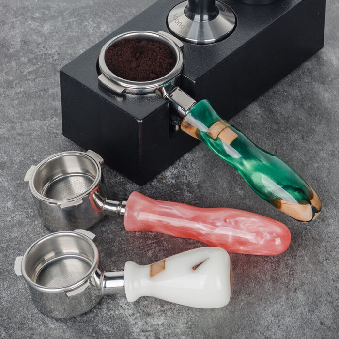 Stainless Steel Bottomless Naked Portafilter with Customized Handle, Wood, Plastics, Resin, 1HP2171