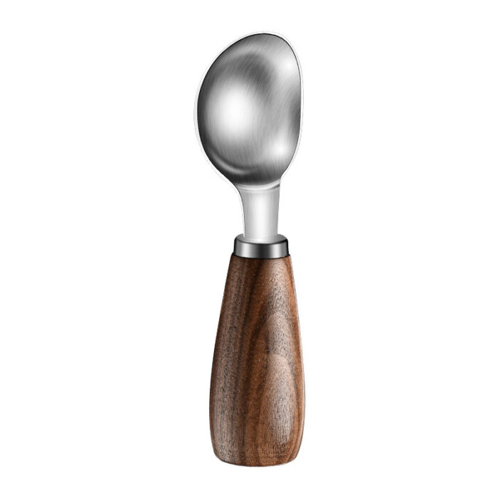 Stainless Steel Melon Baller Ice Cream Scoop with Walnut Handle 1HP2174 - Image 3