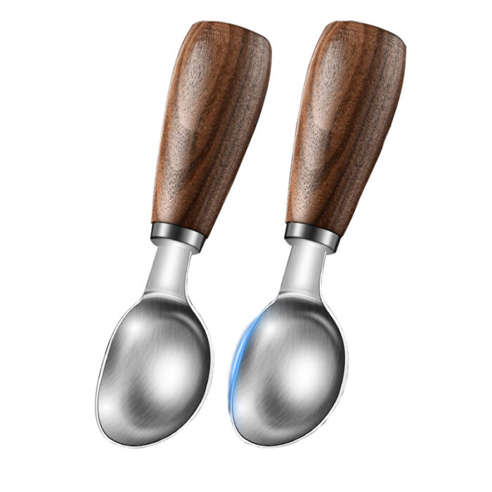 Stainless Steel Melon Baller Ice Cream Scoop with Walnut Handle 1HP2174 - Image 2