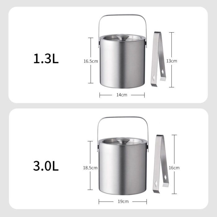 Double-Wall Insulated Ice Bucket With Ice Tong, Stainless Steel ,IB2101 - Image 3