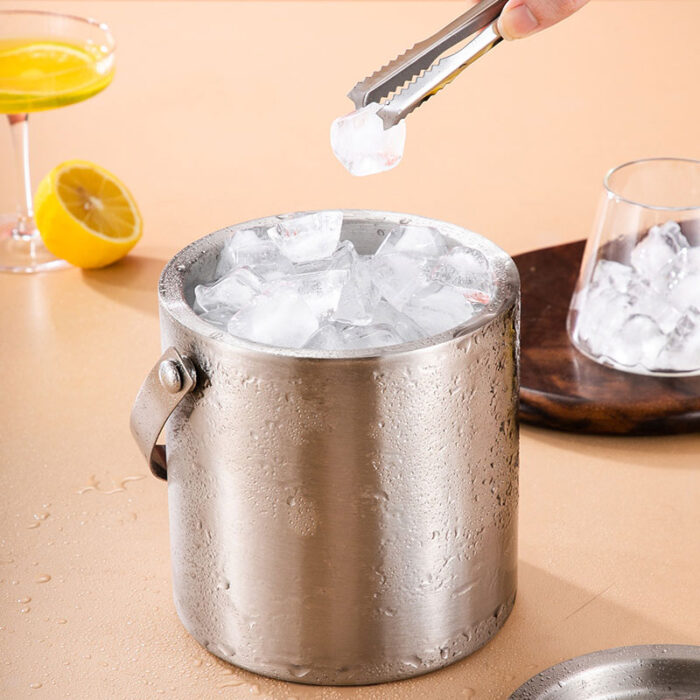 Double-Wall Insulated Ice Bucket With Ice Tong, Stainless Steel ,IB2101