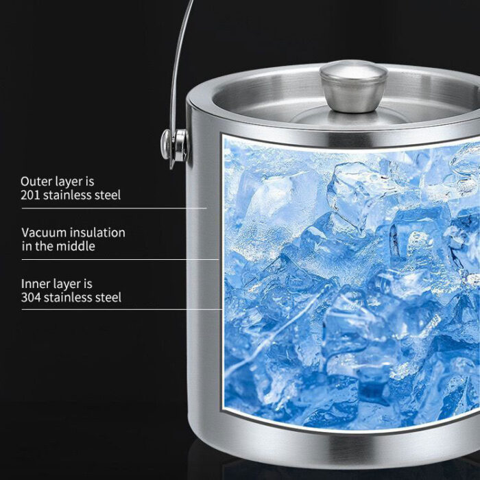Double-Wall Insulated Ice Bucket With Ice Tong, Stainless Steel ,IB2101 - Image 5