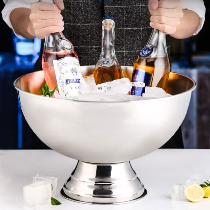Large Beverage Tub champagne Beer Bucket, Stainless Steel, 12L, IB2103