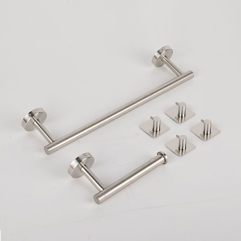 Towel Bar Paper Holder Bathroom Hardware Set, 6 Pieces, Stainless Steel, Silver