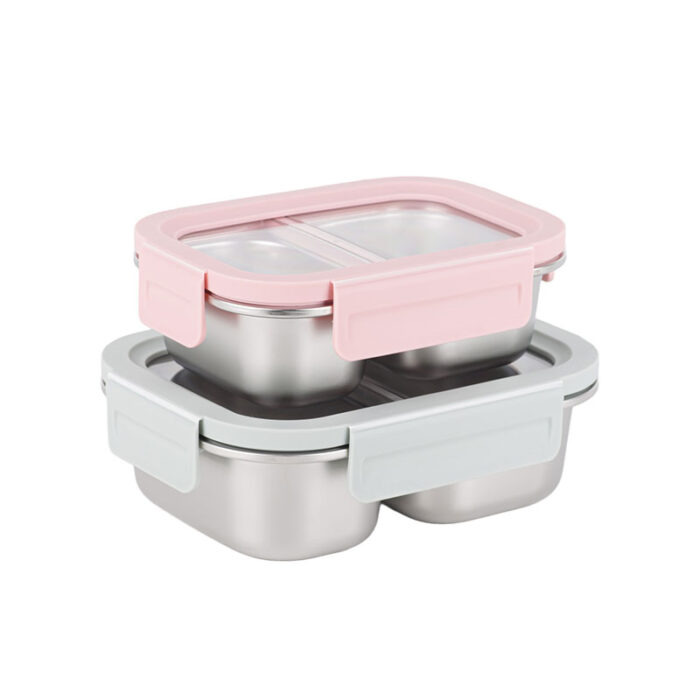 Bento Box Lunch Containers with 2 Compartments, Stainless Steel 1HP2178 - Image 2