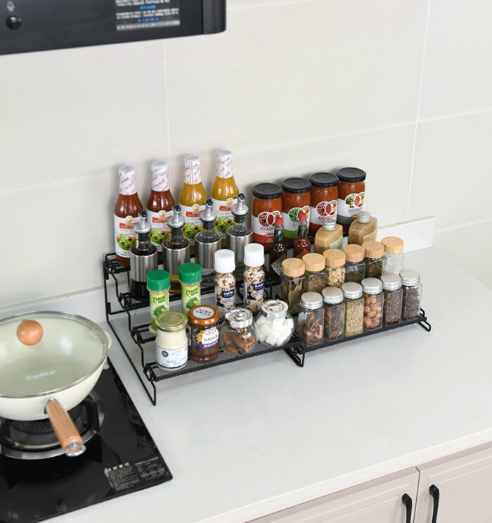 3 Tier Spice Rack Organizer for Cabinet, Expandable, Metal, 1KP2279 - Image 4