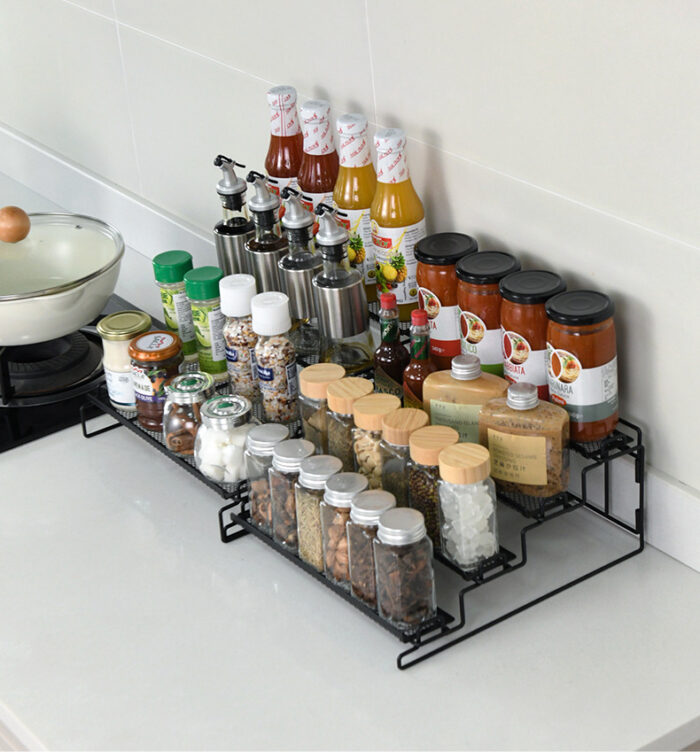 3 Tier Spice Rack Organizer for Cabinet, Expandable, Metal, 1KP2279 - Image 5
