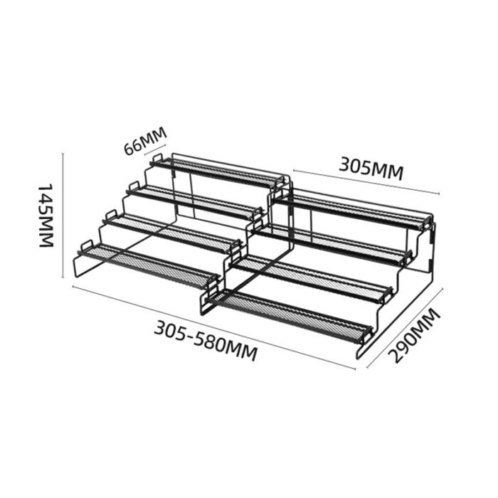 3 Tier Spice Rack Organizer for Cabinet, Expandable, Metal, 1KP2279 - Image 7