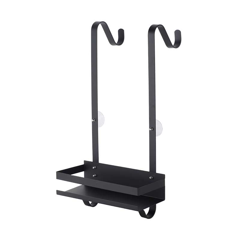 No Drilling Shower Caddy Over Shower Door, 1/2 Tiers, Metal, Black, BR543