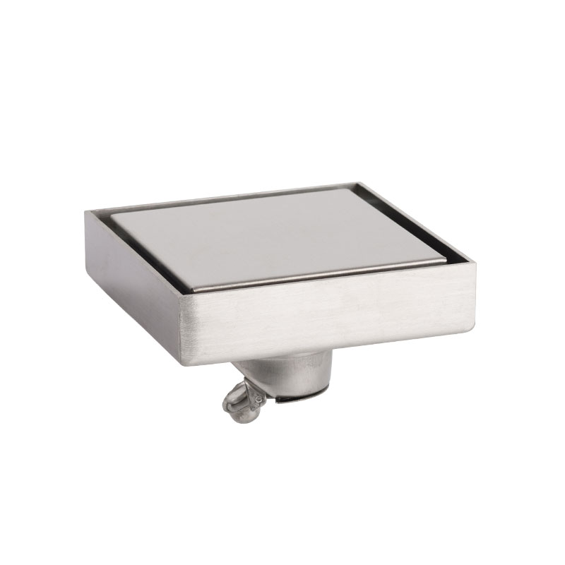 Square Insert Shower Drain with Hair Strainer, Stainless Steel, FD03