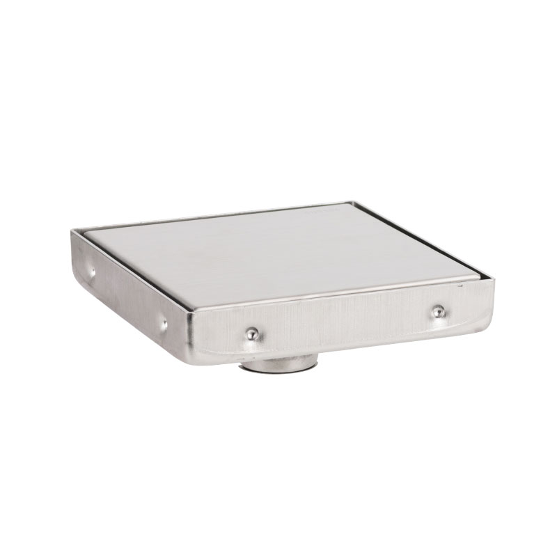 Square Shower Floor Drain with Tile Insert Grate, Stainless Steel, FD04