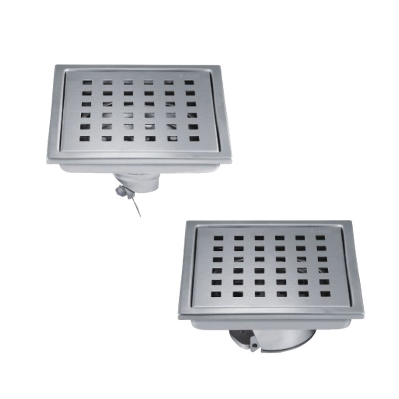 Square Insert Shower Drain with Hair Strainer, Stainless Steel, SD11