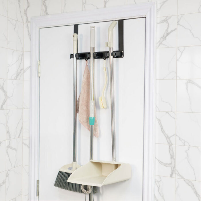 Over Door Mop And Broom Hodler, Metal ,3 Hooks, White, KC333缩略图 Over Door Mop And Broom Hodler, Metal ,3 Hooks, White, KC333缩略图