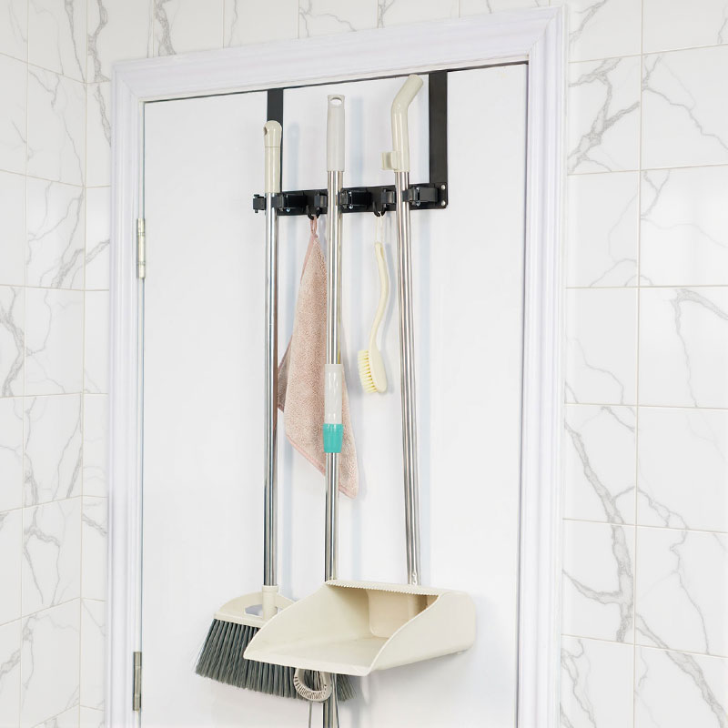 Over Door Mop And Broom Hodler, Metal ,3 Hooks, White, KC333