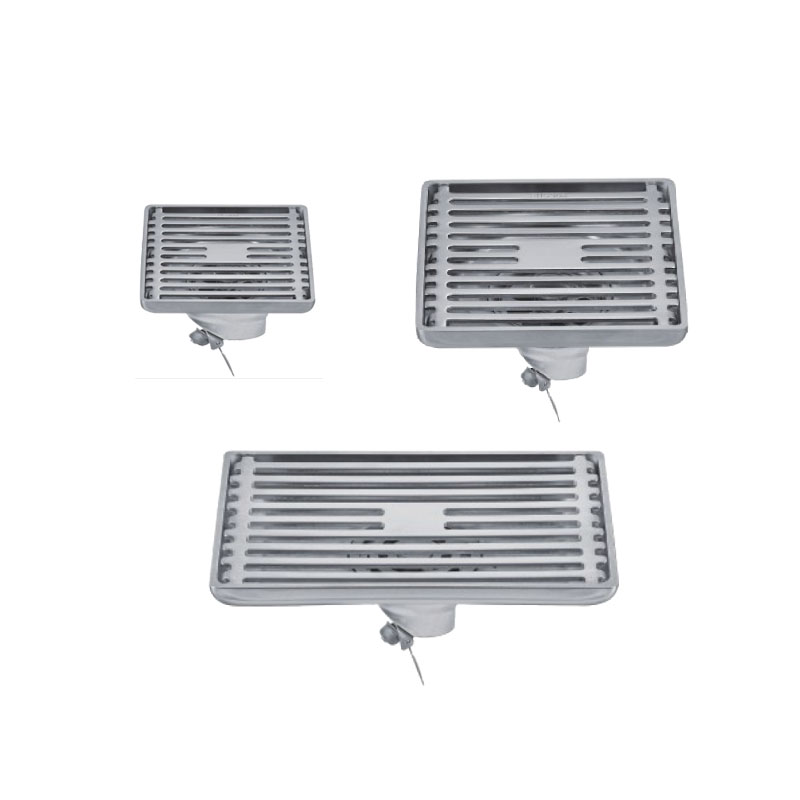 Square Insert Shower Drain with Hair Strainer, Stainless Steel, SD151