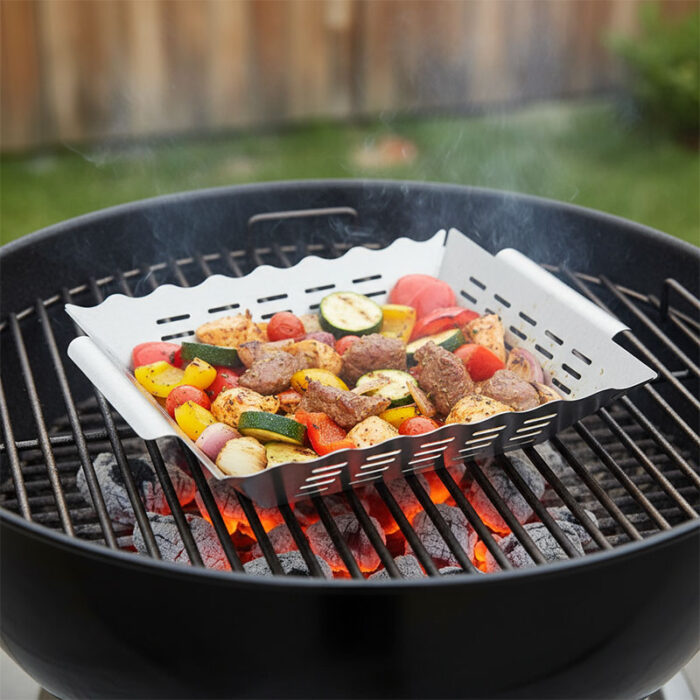 Stainless Steel Vegetable Grill Basket with Handles, 30cm, BGB04缩略图