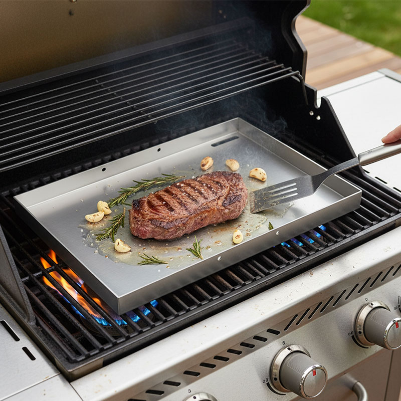 Stainless Steel Cooking Griddle Flat Top Plate Insert with Handles BGB201