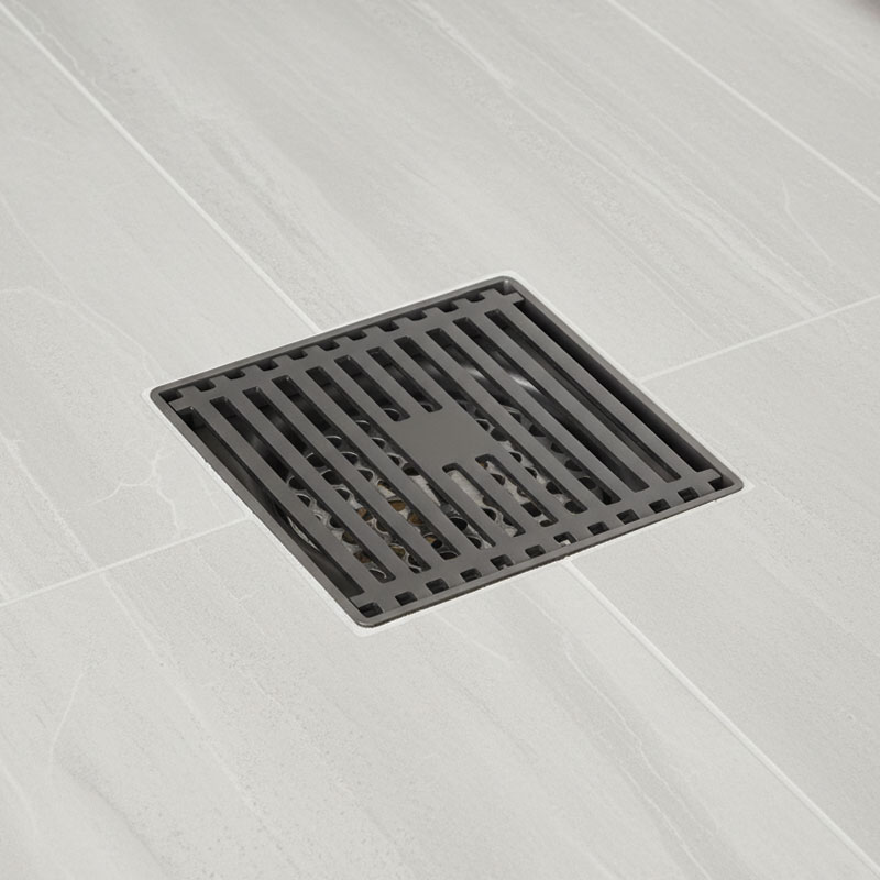 Square Insert Shower Drain with Hair Strainer, Stainless Steel, FD07