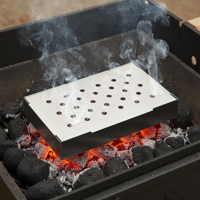 Stainless Steel Smoker Box with Lids, Wood Chip Boxes, Gas or Charcoal Grill GSB01