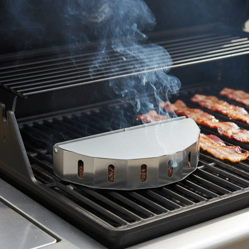 Stainless Steel Smoker Box with Flip-Top Lids, Wood Chip Boxes GSB03