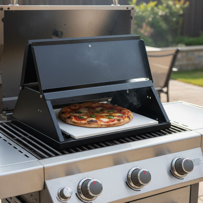 Outdoor Portable Pizza Oven for Grill with Stone,8-inch, Metal, Black缩略图