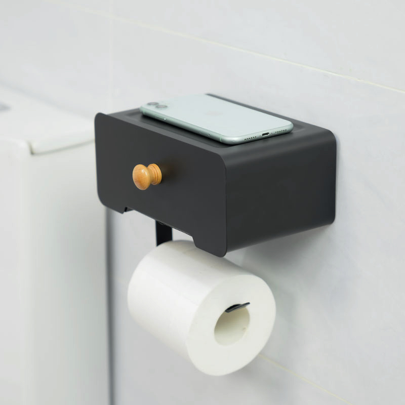 Toilet Paper Holder with Dawer, Wet Wipes Dispenser, Metal, BR95916