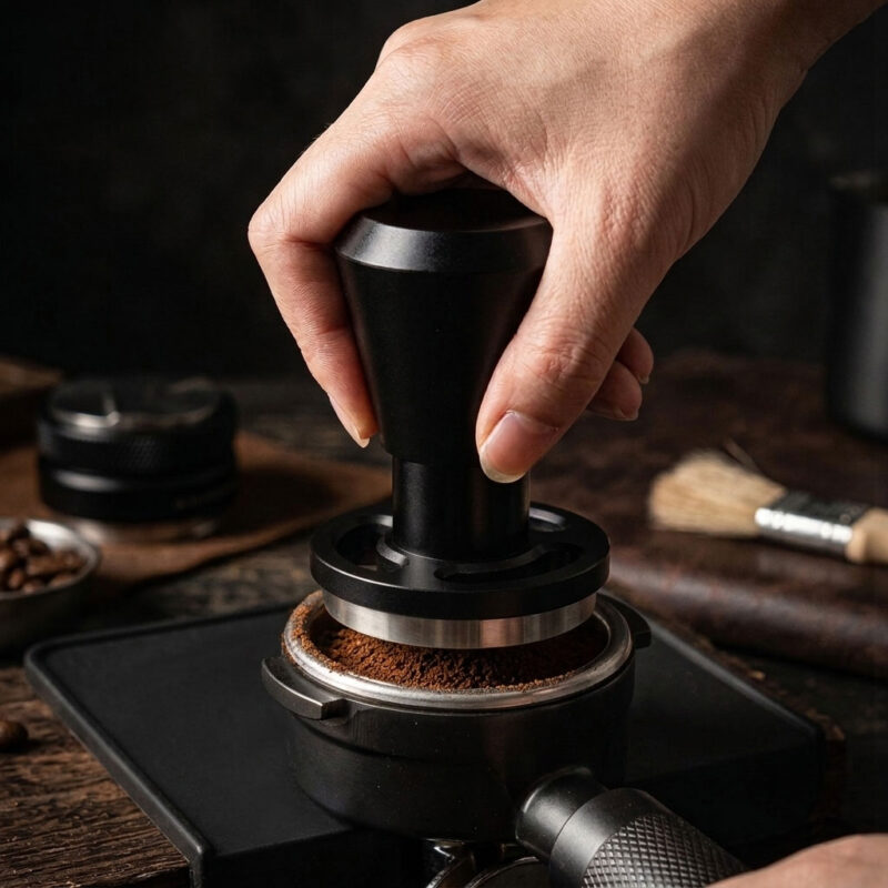 Premium Calibrated Impact Espresso Tamper, 58mm, 15lb, Black
