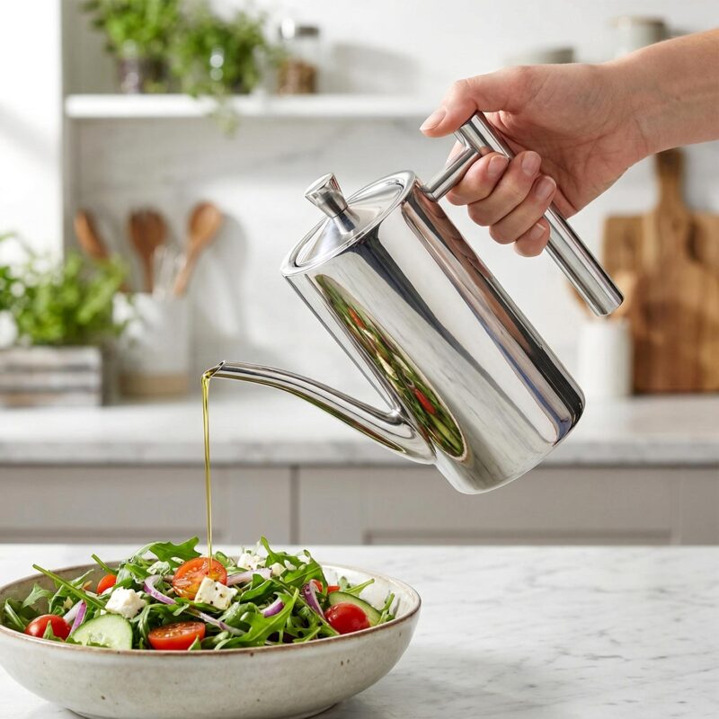500ml Stainless Steel Oil Dispenser,Precision Pour Olive Oil Can, OP2103