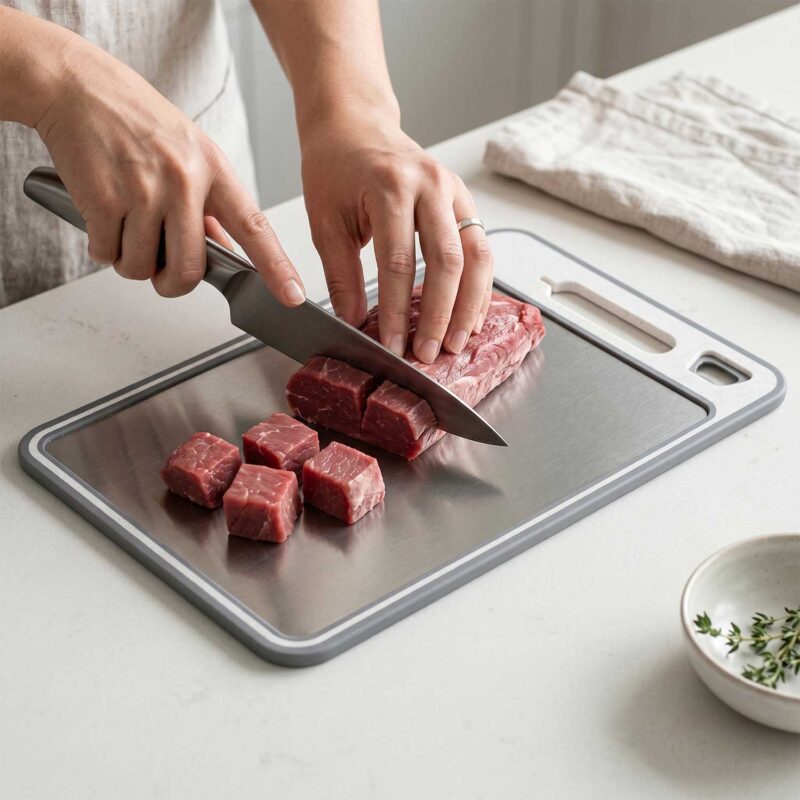 Multifunctional Double-Sided Chopping Board, Titanium, with Bottle Opener & Knife Sharpener, 1KP2314