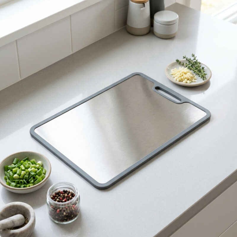 Double-Sided 304 Stainless Steel & Titanium Cutting Boards, Anti-Slip, CCB07