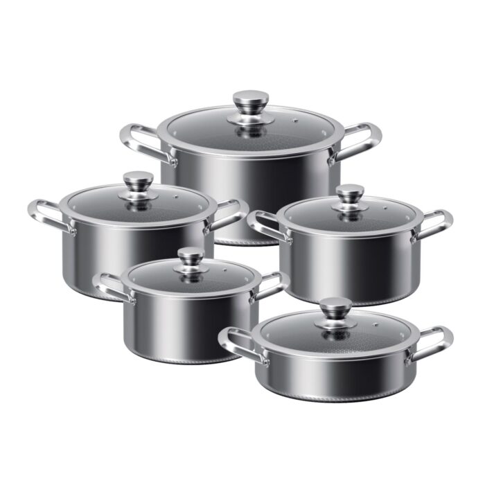 Tri-Ply Stainless Steel Cookware Set, Honeycomb Non-Stick Technology, 10 Piece缩略图