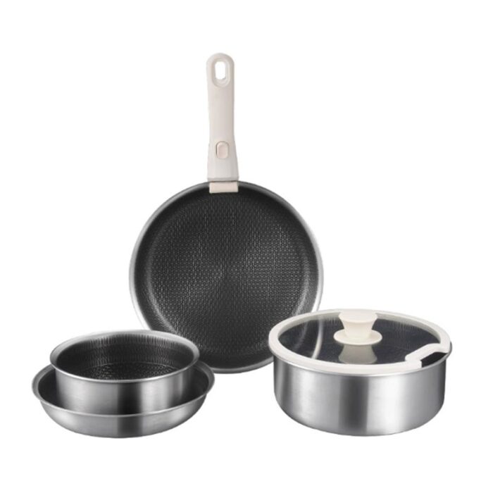 Tri-3-Ply Cookware Set with Detachable Handle, Honeycomb Non-Stick Technology, 6 Piece, 1HT02缩略图
