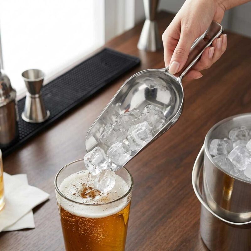 Stainless Steel One-Piece Ice Scoop for Freezer, Gold, Silver, 1HP2215