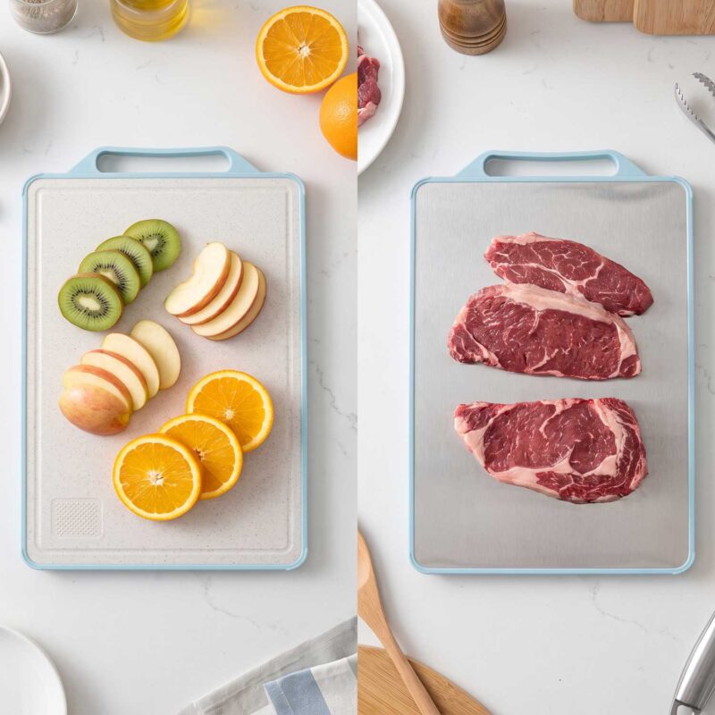 Dual-Sided Cutting Board | 304 Stainless Steel & PP Kitchen Chopping Board DCB10
